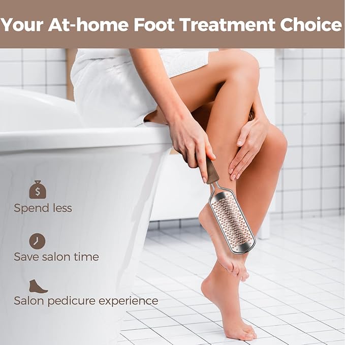 Foot File Foot Scrubber Pedicure - Callus Remover for Feet Easkep Professional Grater Rasp Foot Scraper Corns Callous Removers Cracked Dead Skin Remover for Dry and Wet Feet (Silver)