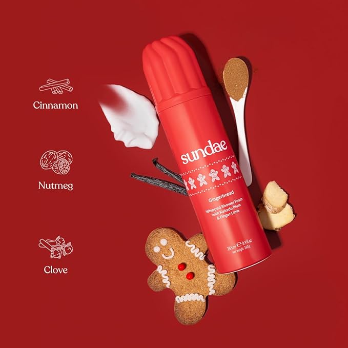 sundae Limited Edition Gingerbread Whipped Body Wash Shower Foam with Kakadu Plum & Finger Lime 8.9 fl oz, 265ml