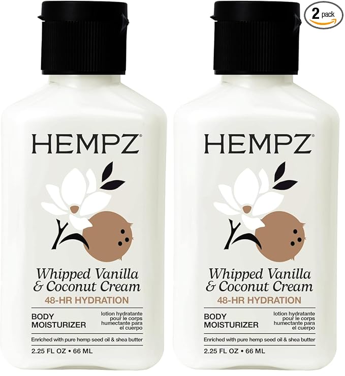 Hempz Mini Whipped Vanilla & Coconut Cream Body & Hand Lotion 2.25 oz. (Pack of 2)