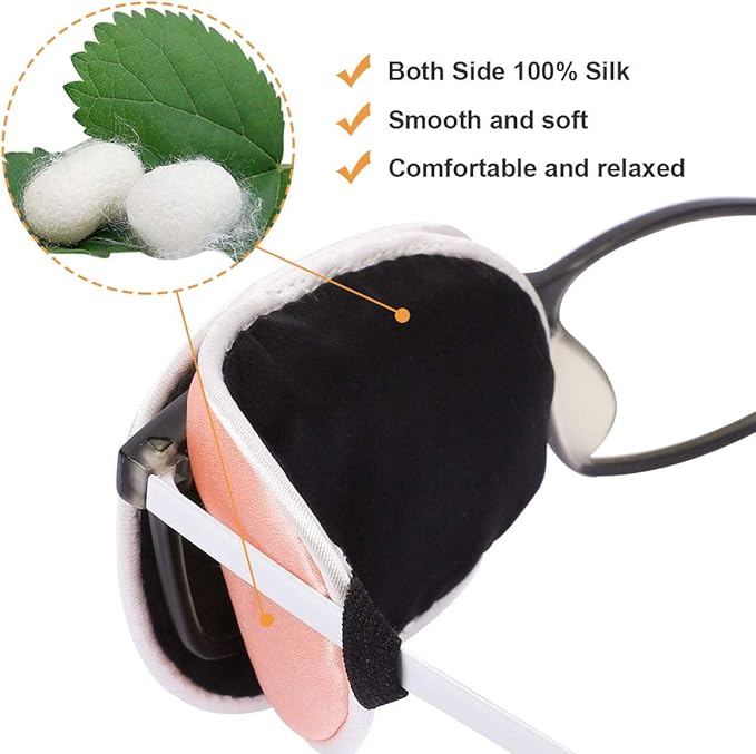 eZAKKA Eye Patches for Adults, Eye Patch Medical for Glasses, Silk Medical Eyepatch for Lazy Eye Patches for Women Amblyopia Strabismus and After Surgery (Brown+Orange)