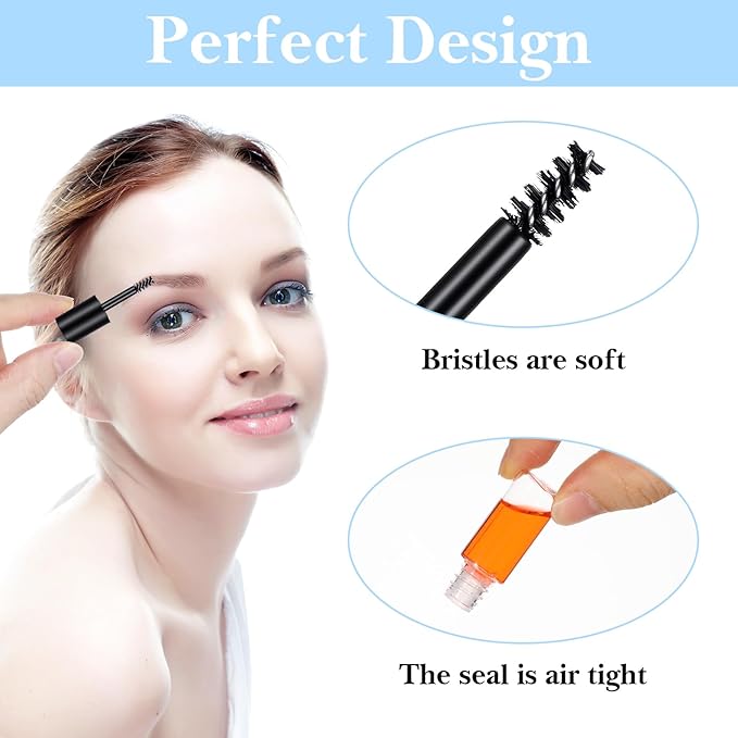 Nogeqi 20PCS Empty Mascara Tube 3ml Mini Empty Mascara Tube and Wand Glass for Castor Oil Small Sample Size Eyelash Growth Packing Tubes Container with Eyelash Wand Home and Travel