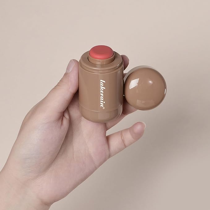 Cream Blush stick, Natural-Looking Matte Finish Makeup Blush stick, Hydrating Long Lasting Lightweight Blendable Blush for cheeks (#3 Bright Coral, 1 PC)