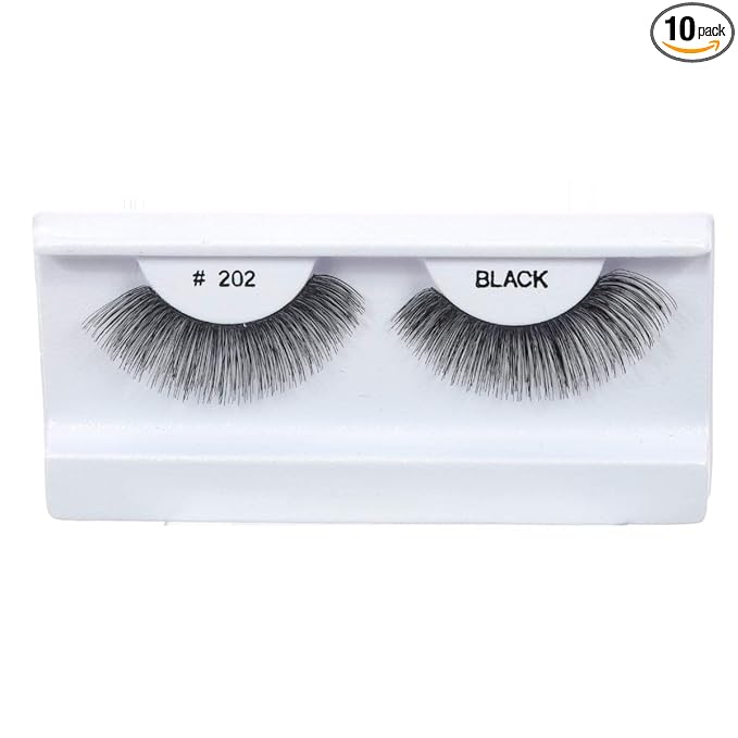 10 Pairs 100% Human Hair False Eyelashes Natural Black # 202