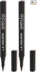 L.A. COLORS Mark & Line Felt Tip Eyeliner, Black CLE823 (Pack of 2)