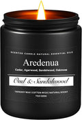 Oud & Sandalwood Candle for Meditation - Luxury Soy Candle for Home, Long Lasting Woody Aroma for Stress Relief & Calm, Hand Poured Scented Candle for Men & Women - Elegant Minimalist Home Decor