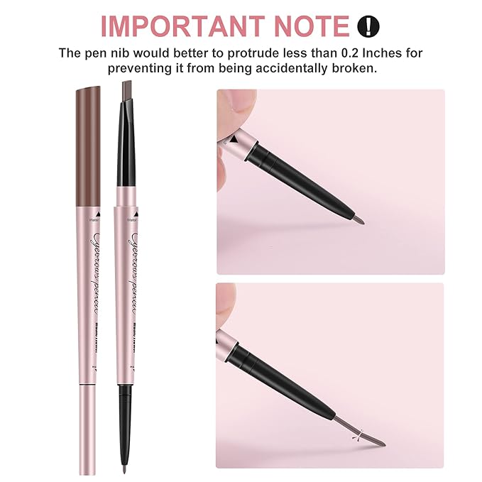 Eyebrow Pencils 2-Pack, Professional Brow Pencil Dual Tips Retractable Waterproof Natural Eye Brows Makeup, Dark Brown