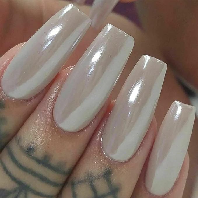 Magic White Pearl Chrome Nail Powder Solid Shell Fairy Glitter Nails Art Powder Holographic Ice Transparent Mermaid Moonlight Effect Manicure Pigment With Tool