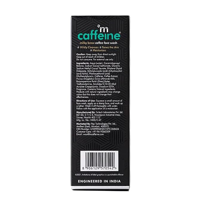 mCaffeine Milky Brew Face Wash - Almond Milk for Unisex - 2.53 oz Cleanser