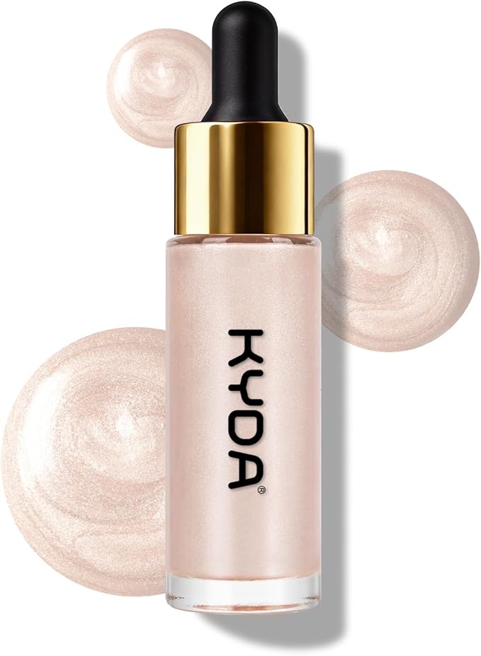 KYDA Liquid Highlighter Drops, Multiuse Liquid Glow Filter Makeup for Face & Body, Glowing Bronzer Drops with Skincare Formula, Glowing Soft-Focus Liquid Highlighter Makeup, Fair Glow