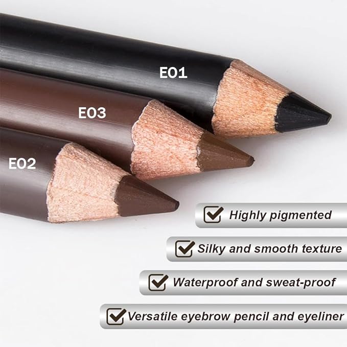 6Pcs Dark Brown Eyebrow Pencils for Women, Wooden Hard-Core Eyebrow and Eyeliner Pencil, Long Lasting Waterproof and Sweat-Proof, Beginner Makeup Brow Pencil With Pencil Sharpener (Dark Brown, 6Pcs)