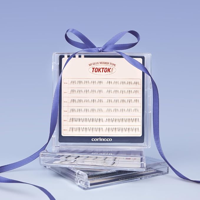 CORINGCO Toktok Hara Light Self Adhesive False Eyelashes, Natural Look, No Glue Needed, Assorted Set of 9/10/11mm, Reusable Lash Clusters Kbeauty (Underpop)