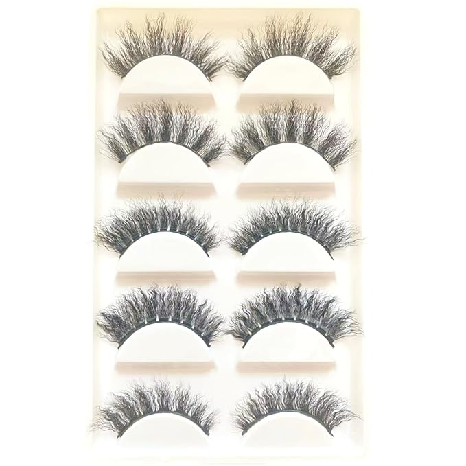 Sunniess 3D False Eyelashes,Faux Mink Eyelashes,Soft Fluffy Wispy Lashes Volume Dramatic Unique Eyelashes,Makeup False Eyelashes for Daily