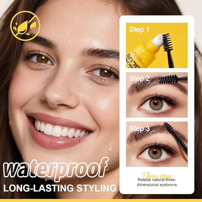 Eyebrow Setting Gel, Waterproof Long-Lasting Lock & Freeze Brow Styling gel,Brow Fix Gel for Long-Lasting Hold，Easy To Wear Shaping Eyebrows Makeup(Pack of 3）