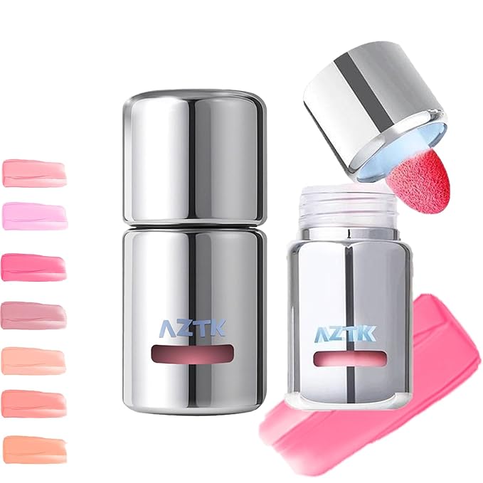 Aztk Liquid Blush, Aztk Jelly Color Liquid Blushes, Blush for Cheeks, Blushes Lotion with Sponge Head, High-Pigment, Long-Lasting, Waterproof, Matte Finish, 5ml (JC03)