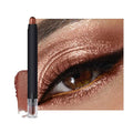Shimmer Eyeshadow Stick –Rusty Brown Dual-Ended Creamy Pearl Eye Shadow Pencil with Built-In Smudger, Waterproof Long-Lasting High Pigment Eye Makeup for Smooth Glide 07#