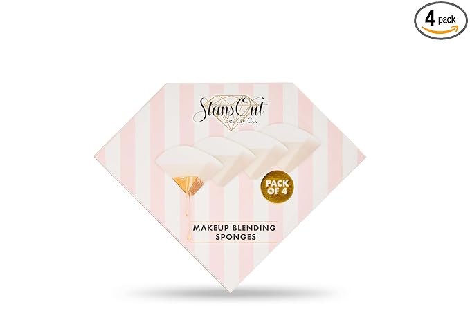 StansOut Beauty Sponge 4-Pack – Streak-Free, Airbrushed Finish | Reusable, Quick-Drying, Latex-Free | Multi-Angle Blending Sponge for Cream, Liquid & Powder | Pro Makeup Applicator