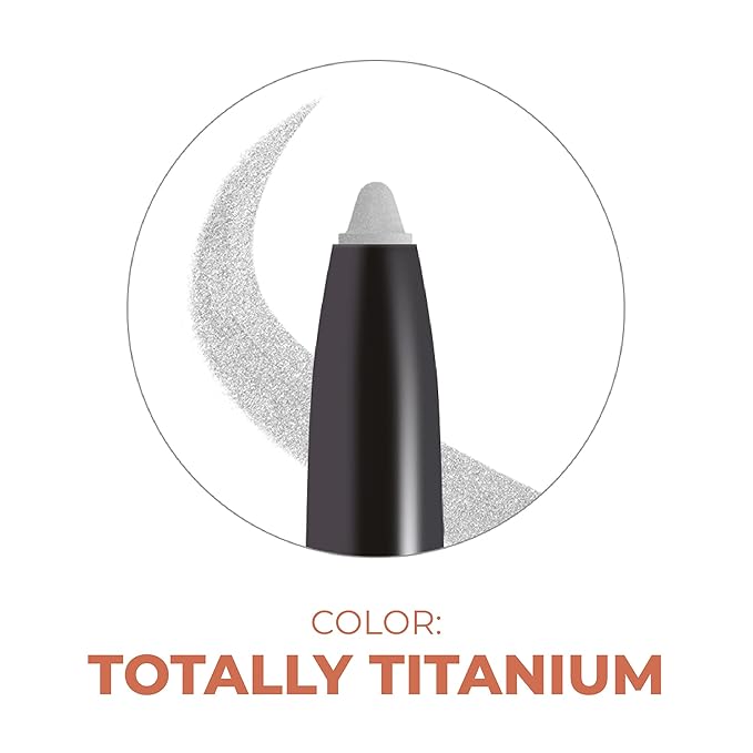 Beauty For Real I-Line 24-7 Eyeliner, Totally Titanium - Striking Silver Metallic - Long-Wearing, Waterproof Gel Formula - Safe for Sensitive Eyes & Contact Lens Wearers - 0.01 oz