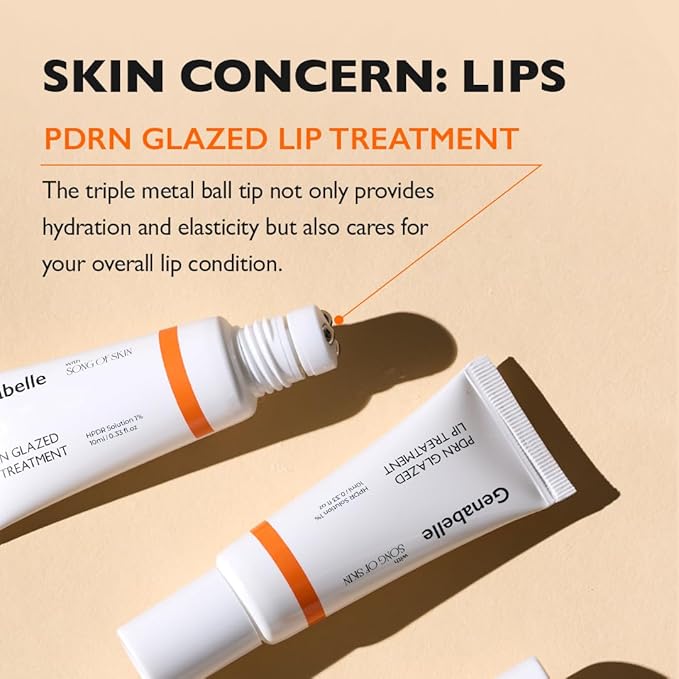 Genabelle PDRN Glazed Lip Treatment – Hydrating & Plumping Lip Balm with PDRN & Peptides for Soft, Glossy Lips – Intensive Lip Repair & Moisture Lock, Glass Skin, Korean Skincare - 0.33 fl oz