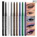 8Pcs Retractable Creamy Eyeliner & Eyeshadow Sticks for Women, Black White Brown Blue Purple Green Gray Colors, Ultra Pigmented Waterproof Mechanical Eye Pencils, Matte Satin Finish,Vegan,Cruelty-Free