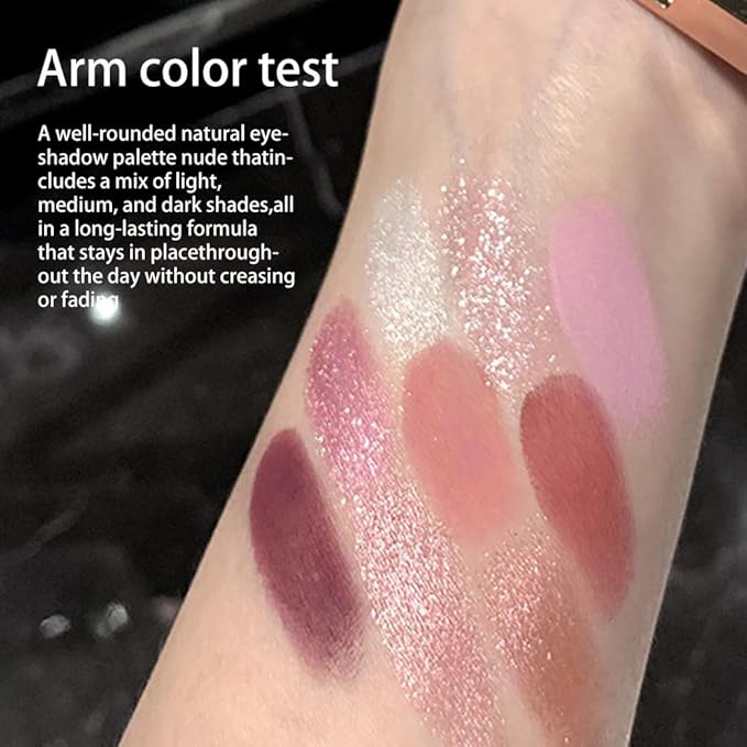 CAKAILA 9 Colors Pink Eye Shadow Palettes,Nude Rose Gold Champagne Plum Eyeshadow Palette for Older Women,Natural Powde Eye Shadows Waterproof Long Lasting Naturing-Looking,Travel Size Makeup Pallete
