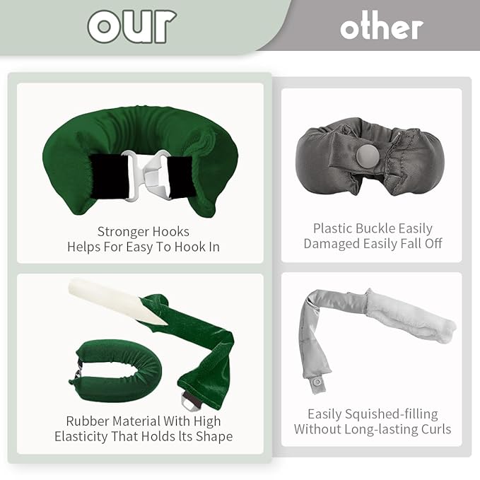 Heatless Curls Overnight Rods Heatless Hair Curler Hair Curlers To Sleep In Heatless Curls Blowout Rods Heatless Curling Rods With Luxury Cloth Bag Scarf For All Hair Types (Emerald Green, 3Rods)