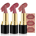 evpct 3Pcs Mauve Red Dusty Rose Gradient Matte Lipstick Lip Liner Crayon Combo Pencil Set for Women Long Lasting Waterproof, Cream Lip Liner and Lipstick Combo Makeup，Flawless Gradual Ombre Effect