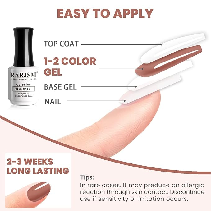 RARJSM Milky Rose Purple Gel Nail Polish LED UV Gel Soak Off Clear Nude Mauve Pink French Manicure Jelly Nail GelPolish Varnish Curing Requires 1pcs 15ml for Home Salon Nail Art DIY