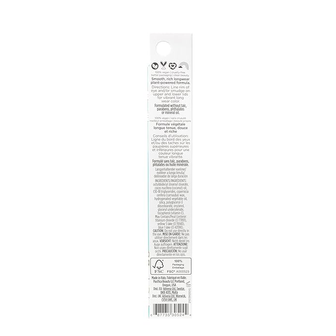 Pacifica Waterproof Eyeliner Pencil – Pastel Ocean Blue Liner Longwear, Smudge-Proof, Eye Liner Eye Makeup Vegan & Cruelty-Free Ophthalmologist Tested