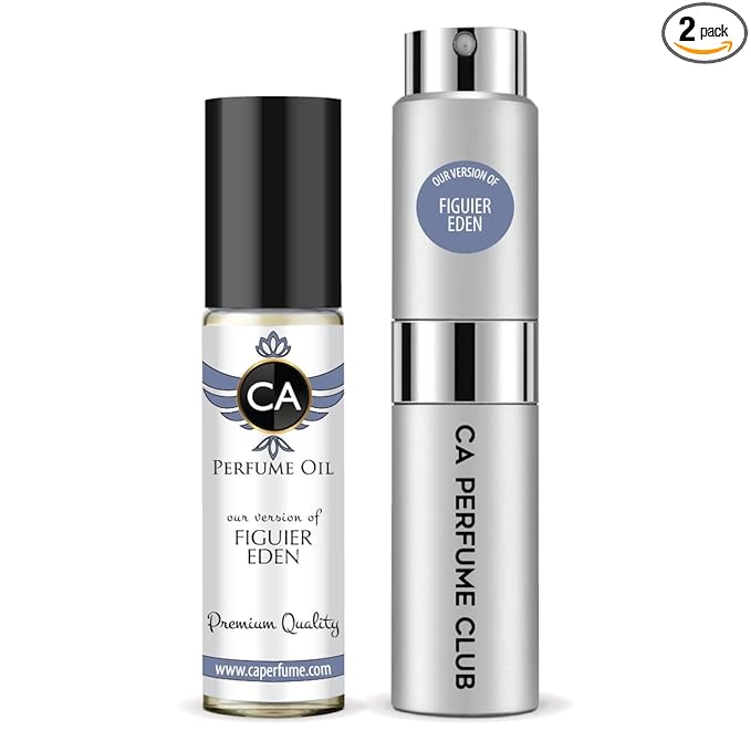 CA Perfume Duo Impression of Figuier Eden For Women And Men Perfume Layering Set Long Lasting Travel Size EDP + Body Oil Roll-On Bottle 0.27 Fl Oz+0.33 Fl Oz