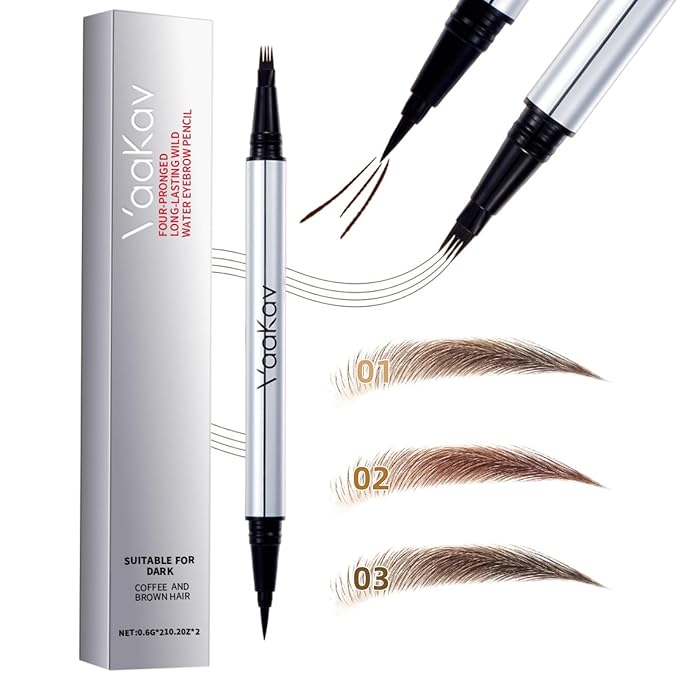 2-in-1 Brow Pen & Liquid Eyeliner – Waterproof Brow Pencil with Fine Microblading Tip, Natural Hair-Like Strokes, Long Lasting, Smudge-Proof Dual-Ended Design(02 CARAMEL BROWN)