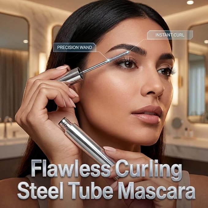 Waterproof Iron Mascara for 3D Curling, 2026 Ultra-Fine Metal Wand Tubing Mascara with Fibers, Extreme Lengthening & Volumizing, Smudge-Proof No Flaking Eyelash Extension (2pcs)