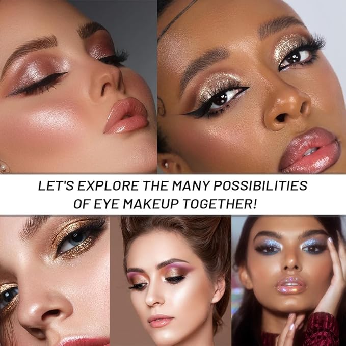 WanTuoluo Sparkly Eyeshadow Palette for Women, Single Monochrome Eye Shadow Makeup, Shiny Pressed Cream Powder, Blendable Natural sombras para ojos, Holographic,Vegan,Travel (03-Glitter-Silver White)