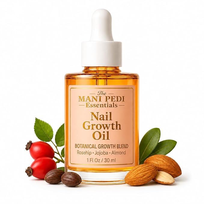Natural Nail Growth Oil. Powerful Blend of Rosehip, Jojoba & Amond Oils. Promotes Stronger, Healthier Nails. Hydrates & Strengthens Cuticles for Faster Nail Growth - 1 Fl Oz