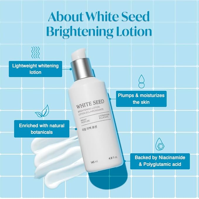 The Face Shop White Seed Brightening Lotion Face Moisturizer - Targets Dark Spots, Dullness and Dryness - Brightening, Hydrating - Niacinamide - Skin Care - Korean Skin Care Moisturizer Face Cream