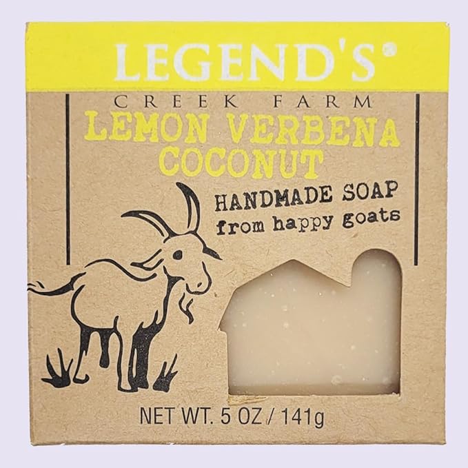 Legend's Creek Farm Goat Milk Soap, Moisturizing Cleansing Bar for Hands and Body, Creamy Lather and Nourishing, Gentle For Sensitive Skin (Lemon Verbana Coconut, Pack of 1)
