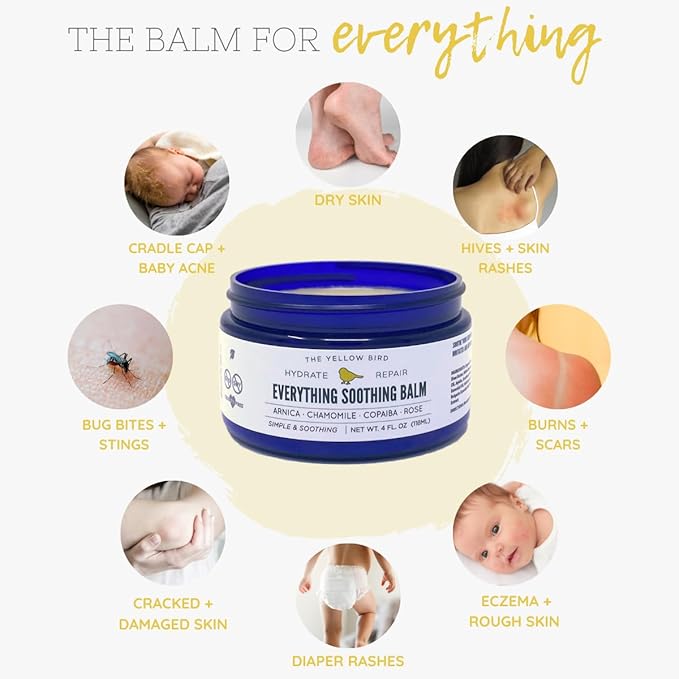 Everything Skin Balm – Organic Multi Purpose Salve & Repair Ointment for Dry Skin, Lips, Hands, Heels & Cuticles | Natural Moisturizer for Cracked, Rough Skin, Rashes, Minor Burns & Baby Diaper Care
