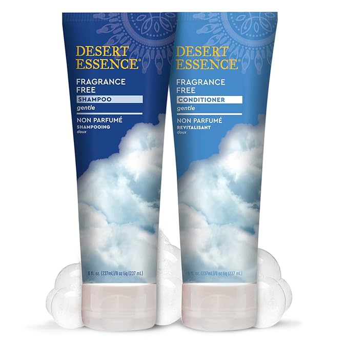 Desert Essence Fragrance Free Shampoo - Pure - 8 Fl Ounce - Pack of 3 - Unscented - Gloss & Shine - Strengthens Hair - Soft & Revitalized - Green Tea - Vitamins & Minerals - Jojoba Oil