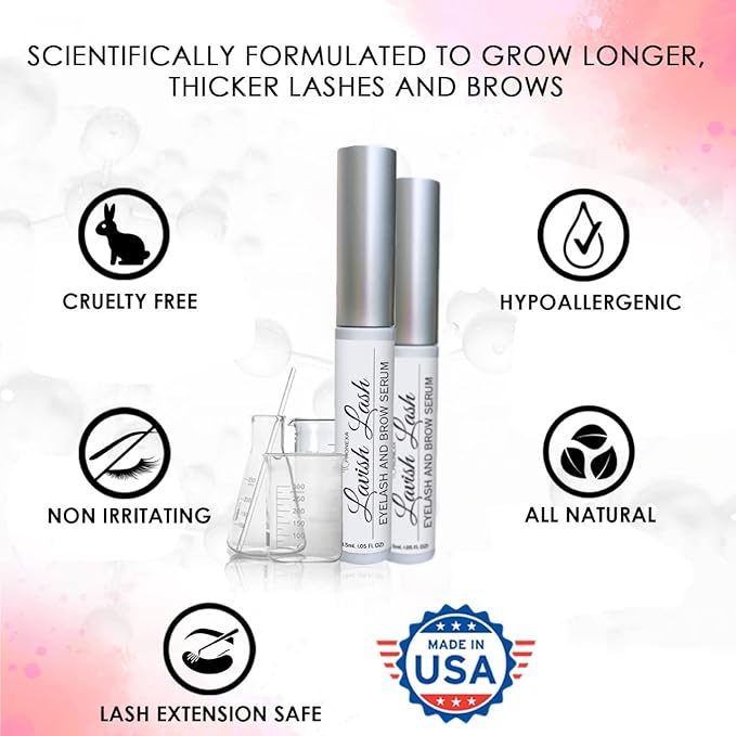 Pronexa Hairgenics Lavish Lash – Eyelash Growth Enhancer & Brow Serum with Biotin & Natural Growth Peptides for Long, Thick Lashes and Eyebrows! Dermatologist Certified, Cruelty Free & Hypoallergenic.