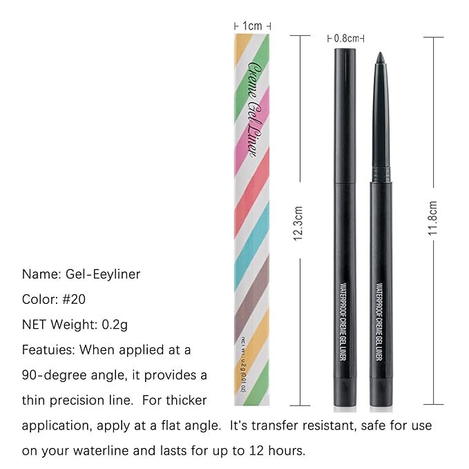 Eyeliner Pencil, Waterproof Eyeliner Long-lasting, Black-Shine Eyeliners, High-Pigmented Colorful Eyeliners Easy To Use Eye Liner Pen for Women