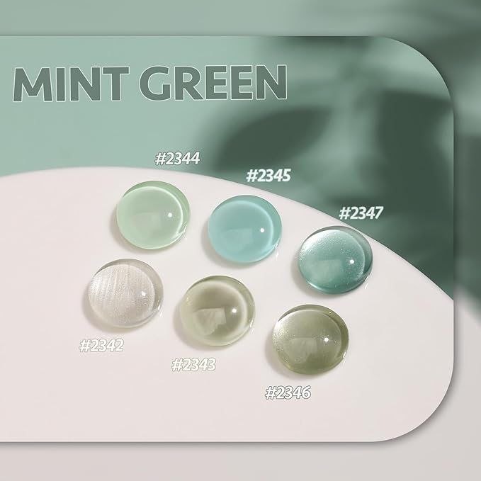 GAOY Cat Eye Gel Nail Polish Set with Magnet for Jelly Green Glitter Holographic Cat Eye, Salon Gel Manicure and Nail Art DIY at Home, Mint Green