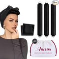 Heatless Hair Curler Heatless Curls Overnight Heatless Blowout with Luxury Cloth Bag satin Scarf, Curling Rod Headband to Sleep in No Heat Curling(3Rods Black)