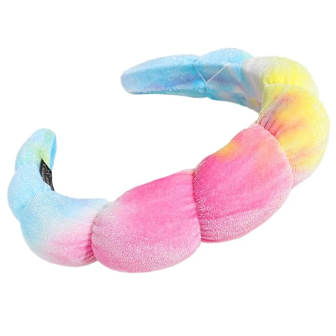 Spa Headbands Puffy Makeup Skincare Headbands for Washing Face or Facial, Terry Cloth Fabric Hairbands for Makeup Removal Shower Skin Treatment(Pink&Blue)