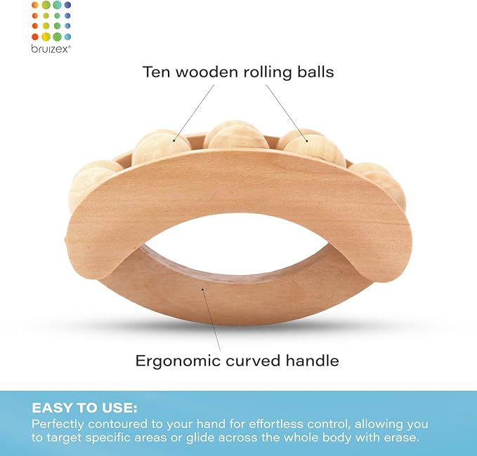 Bruizex Wood Therapy Massager | Wooden Lymphatic Drainage Roller | Maderoterapia Body Sculpting Tool for Cellulite & Post-Lipo Recovery | BBL, Tummy Tuck, 360 Lipo | Waist, Thighs, Back & Arms