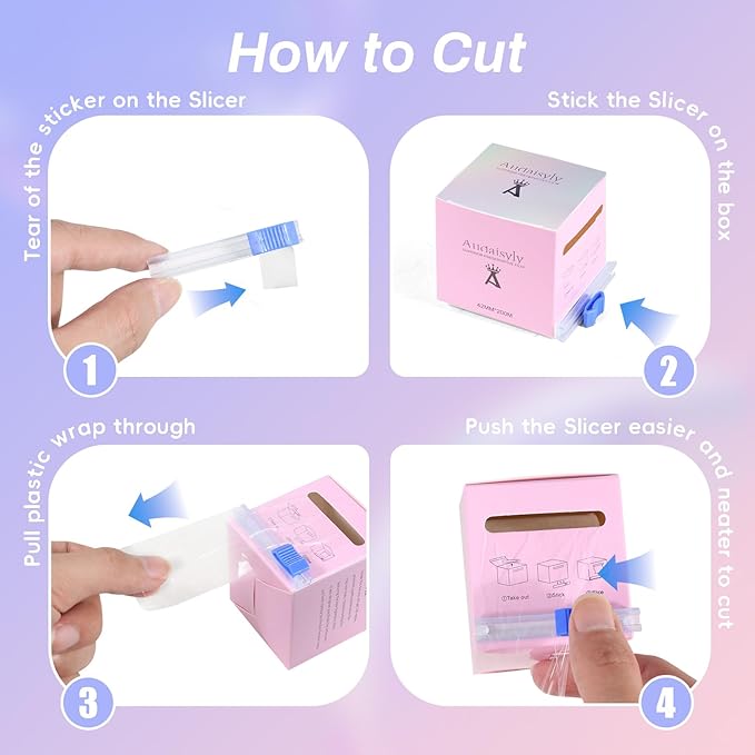 2 Boxes Disposable Eyebrow Tattoo Plastic Wrap with Ergonomic Slicer, Premium Transparent Preservative Film Roll Perfect for Lip Blush, Eyebrow Lamination Lash Lift Permanent Make Up Cling Cover