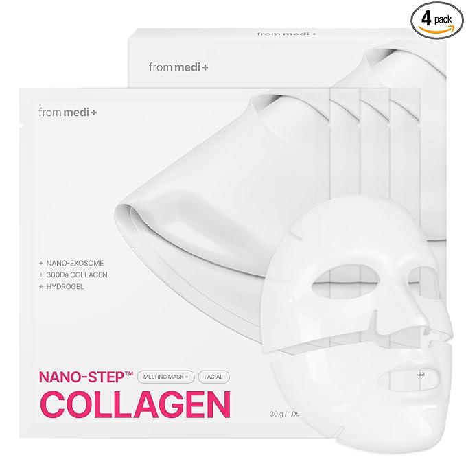 Nano Step Collagen Melting Hydrogel Mask, Overnight Hydration Treatment, Glass Skin Effect, Firming & Radiance Boost, Plumping Care, Korean Skincare, Gifts for Women, 4ea