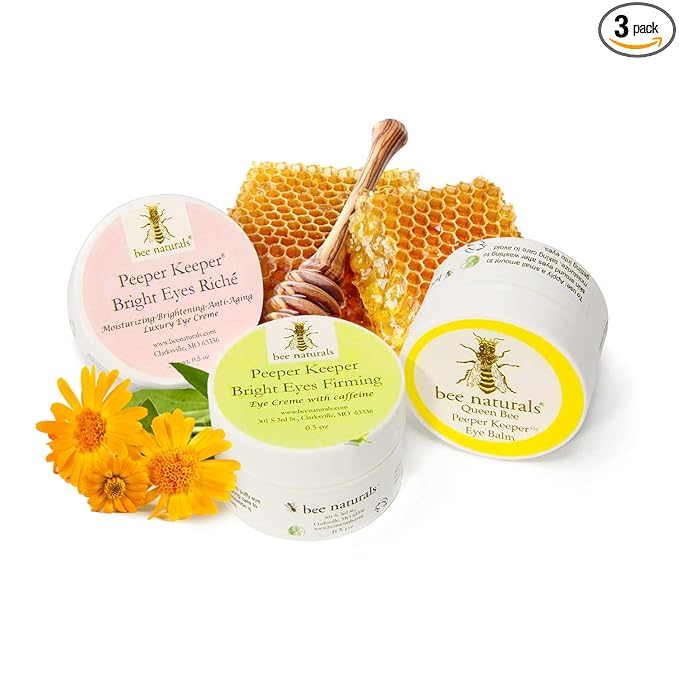 Bee Naturals Peeper Keeper Trio Eye Care - Gift Set for Eye Wrinkles, Puffy Eyes, and Crow's Feet