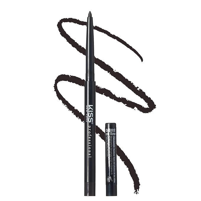 KISS NEW YORK Pro Intense Gel Eyeliner with Built-In Sharpener, Waterproof, Smudge-Proof, Long Lasting Gel Eyeliner Pencil (Black Brown)