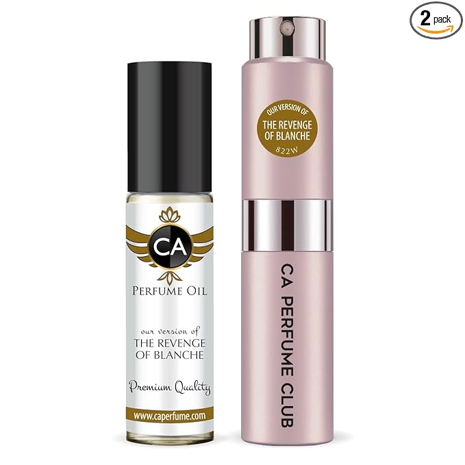 CA Perfume Duo Impression of The Revenge Of Blanche For Women Perfume Layering Set Long Lasting Travel Size EDP + Body Oil Roll-On Bottle 0.27 Fl Oz+0.33 Fl Oz