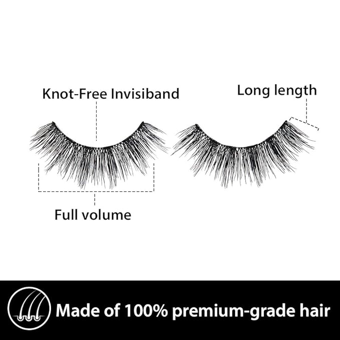 Ardell Remy Lash 776, Premium Grade Remy Hair False Lashes with Invisiband, 4 Pairs