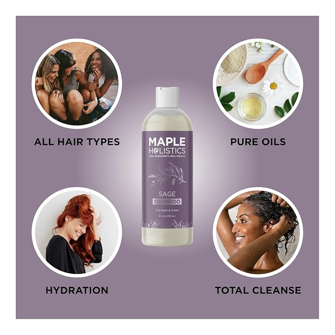 Sage and Rosemary Shampoo Sulfate Free - Sage Oil Clarifying Shampoo for Build Up and Scalp Moisturizer - Oily Hair Shampoo for Greasy Hair and Dry Scalp Treatment with Essential Oils for Hair